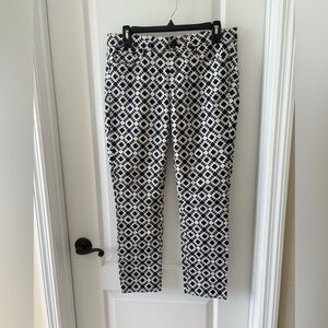 J.Crew Toothpick Skinny Jeans 29 Navy White Geometric Print Stretch Cotton Pants